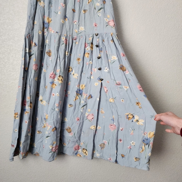 SURREALIST x VINTAGE 90's crinkle floral midi skirt heart buttons size 1 - Picture 4 of 13